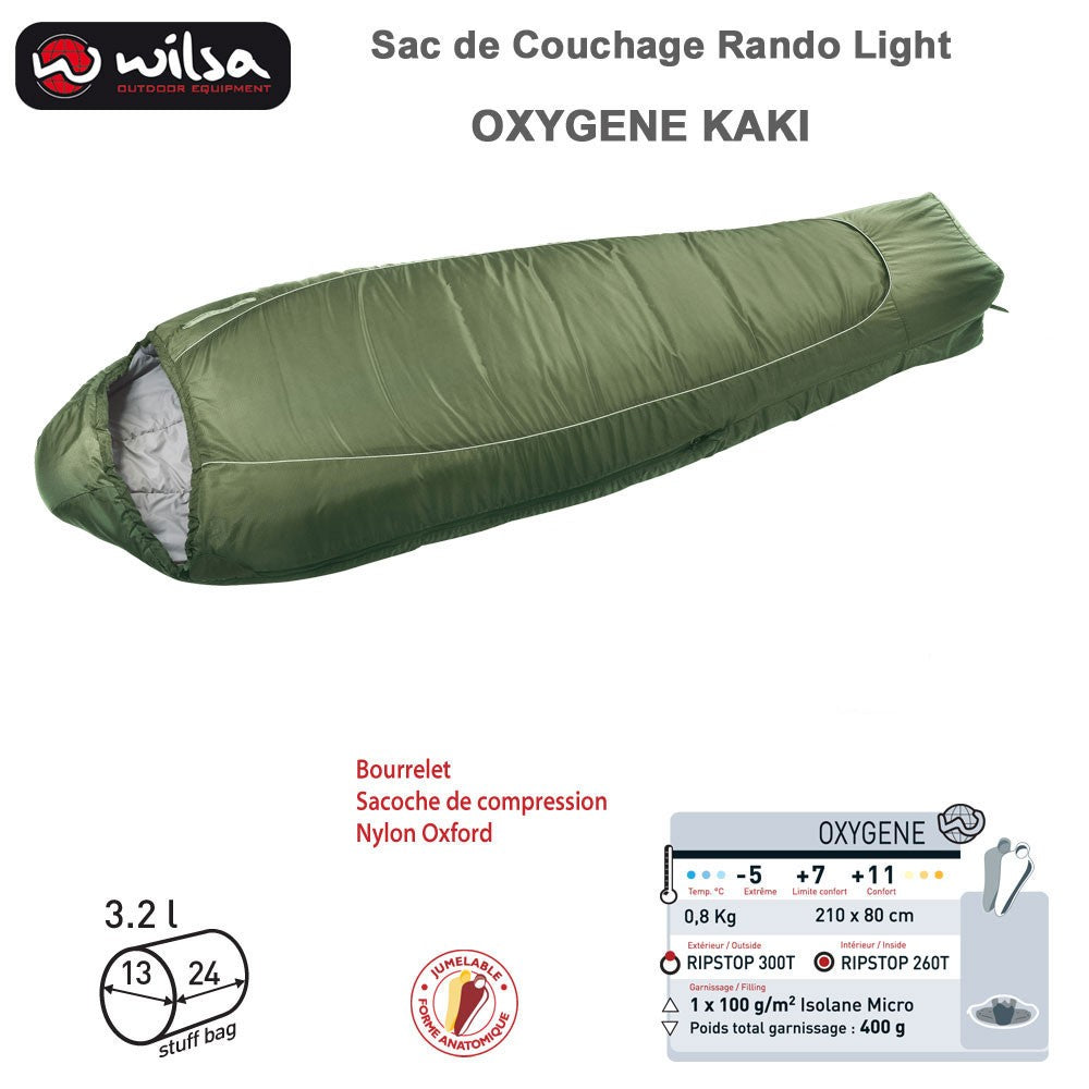 Sac de couchage WILSA Oxygene (kaki)